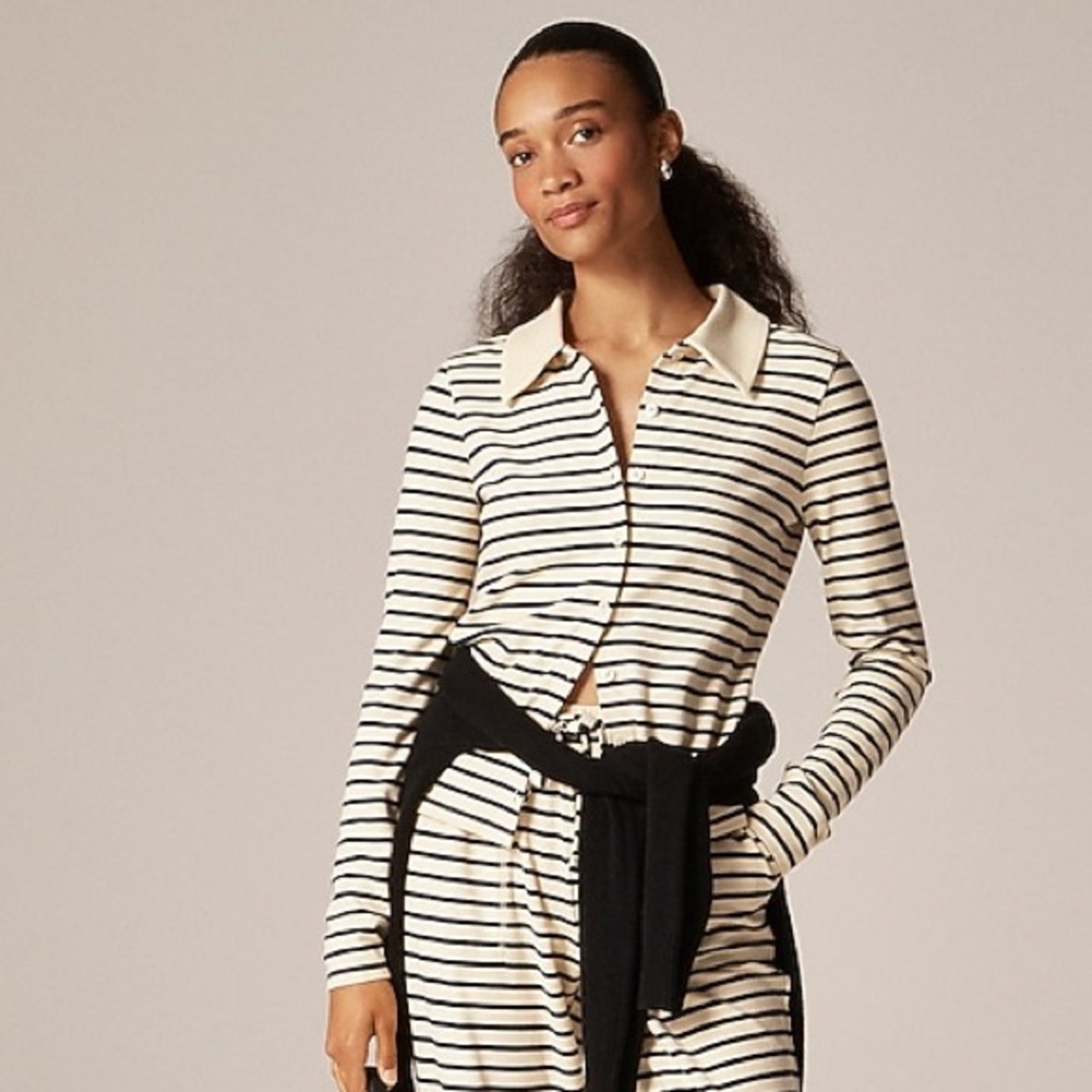 NEW! J. Crew Soft rib cardigan top in stripe CP981 Size Small
